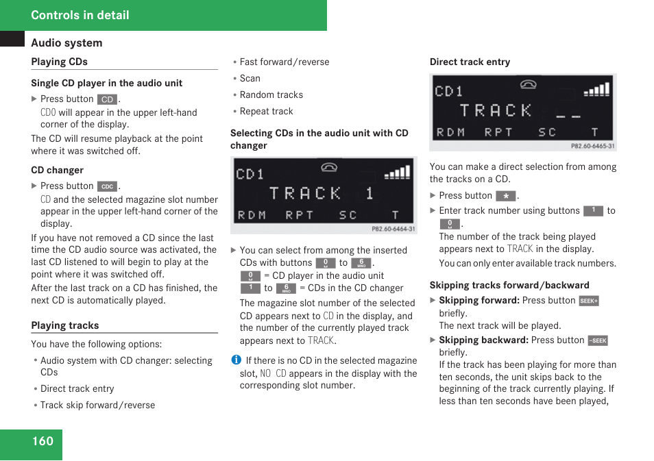 Cd changer, Controls in detail | Mercedes-Benz CLK-Class 2009 Owners Manual User Manual | Page 162 / 384
