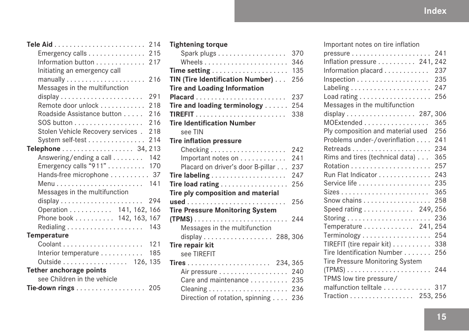Index | Mercedes-Benz CLK-Class 2009 Owners Manual User Manual | Page 17 / 384