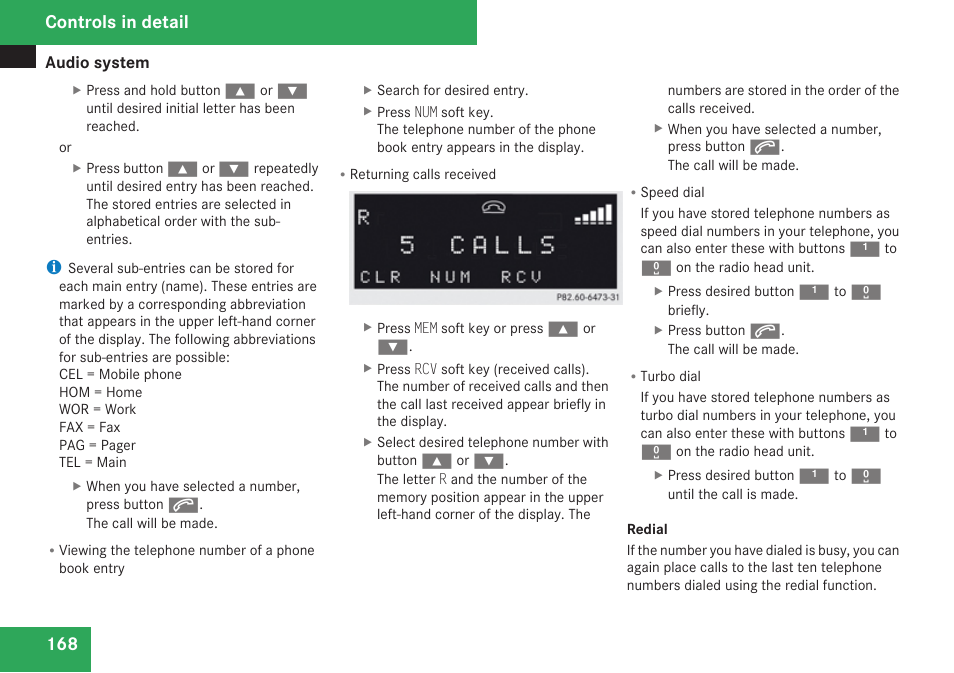 Controls in detail | Mercedes-Benz CLK-Class 2009 Owners Manual User Manual | Page 170 / 384