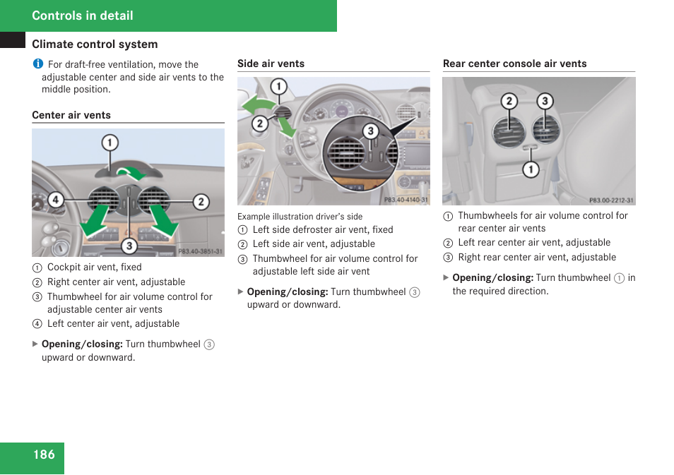 Controls in detail | Mercedes-Benz CLK-Class 2009 Owners Manual User Manual | Page 188 / 384