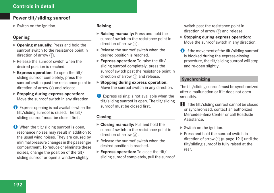 Synchronizing, Controls in detail | Mercedes-Benz CLK-Class 2009 Owners Manual User Manual | Page 194 / 384