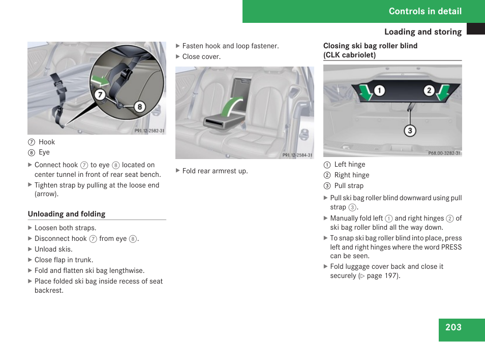 Controls in detail | Mercedes-Benz CLK-Class 2009 Owners Manual User Manual | Page 205 / 384