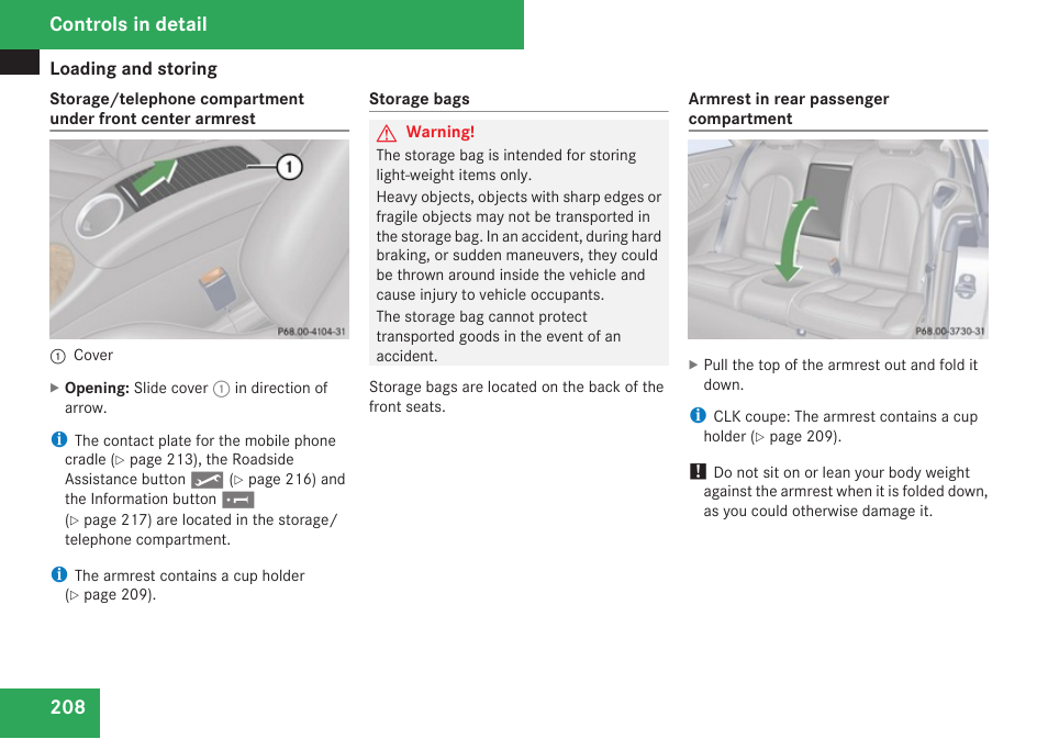 Controls in detail | Mercedes-Benz CLK-Class 2009 Owners Manual User Manual | Page 210 / 384