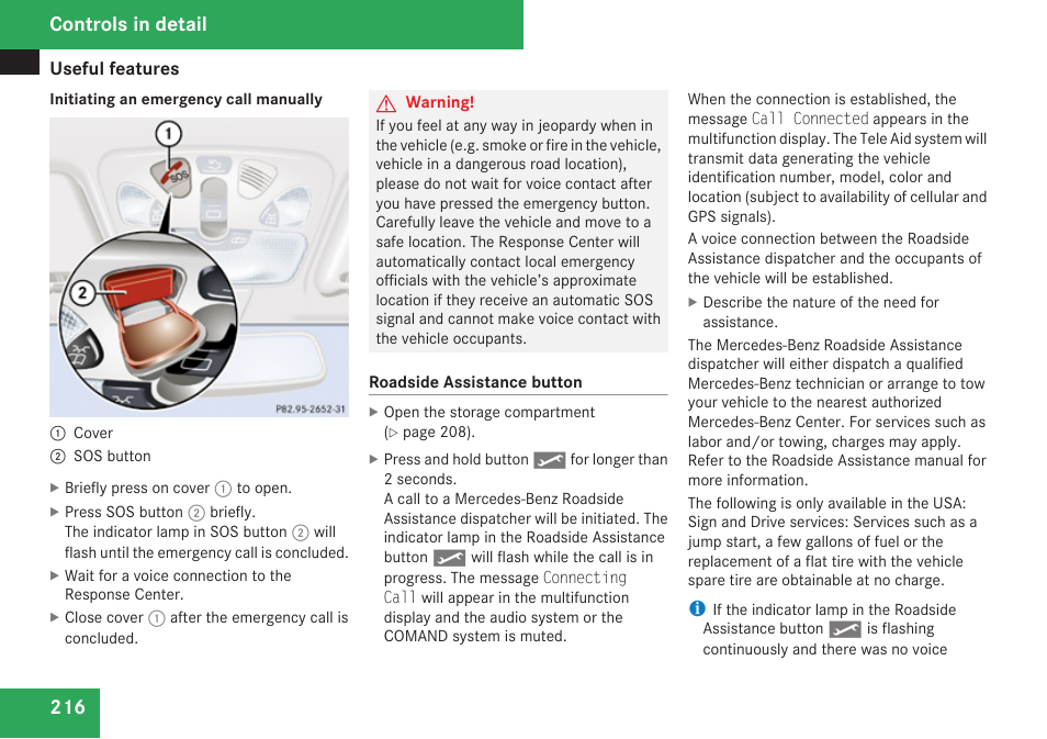 Controls in detail | Mercedes-Benz CLK-Class 2009 Owners Manual User Manual | Page 218 / 384