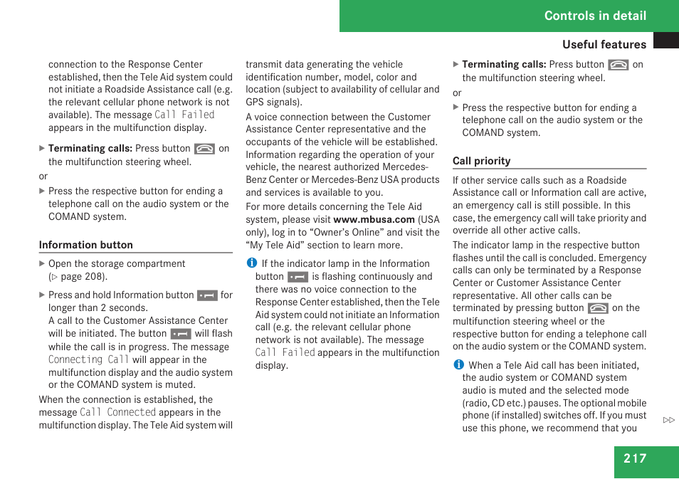 Controls in detail | Mercedes-Benz CLK-Class 2009 Owners Manual User Manual | Page 219 / 384