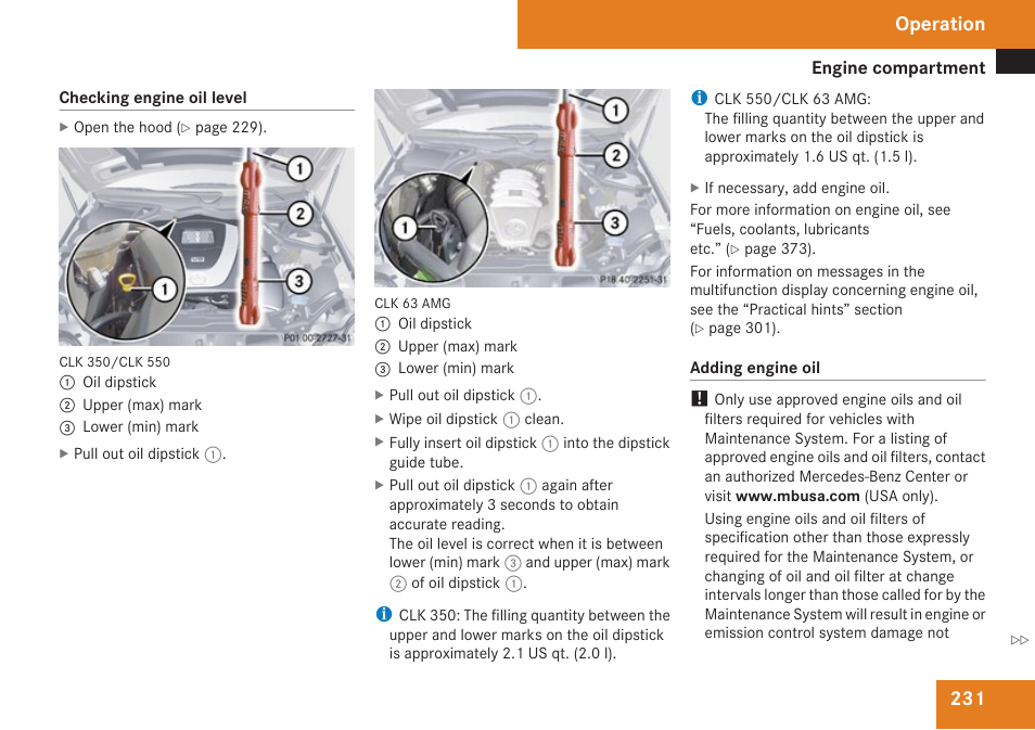 Operation | Mercedes-Benz CLK-Class 2009 Owners Manual User Manual | Page 233 / 384