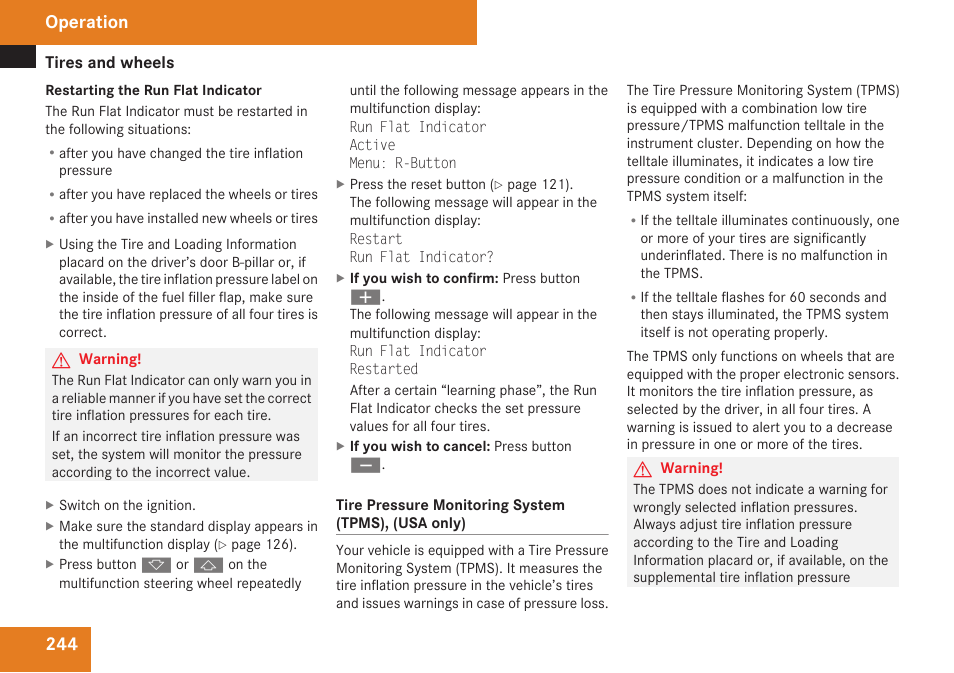 Operation | Mercedes-Benz CLK-Class 2009 Owners Manual User Manual | Page 246 / 384