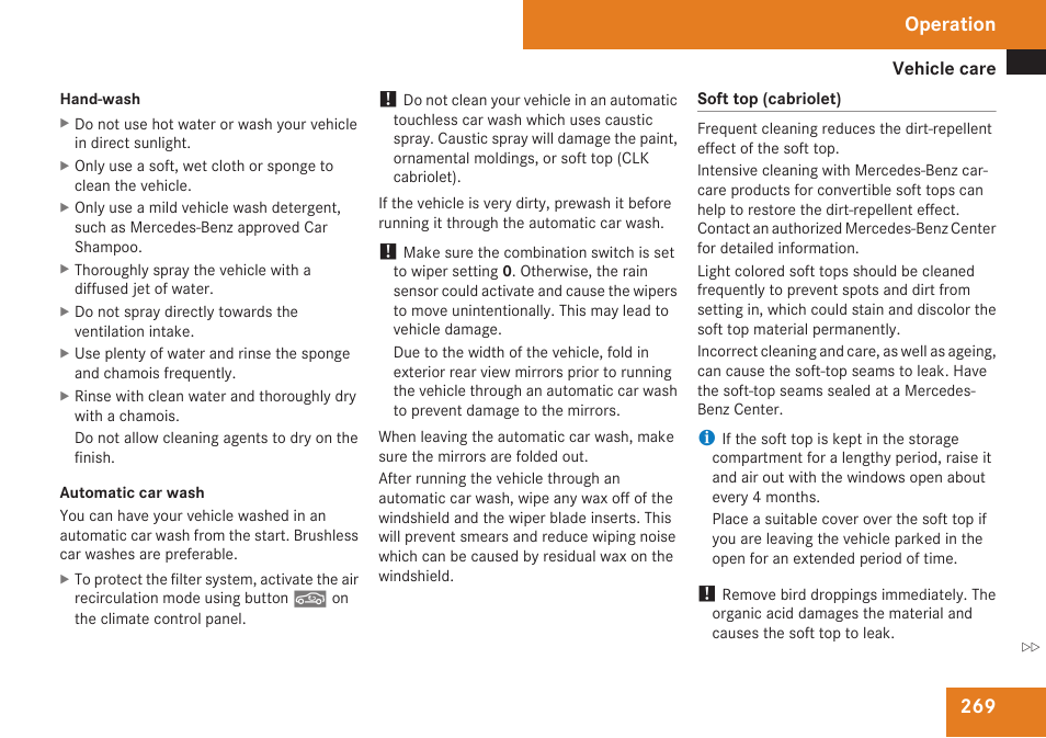 Operation | Mercedes-Benz CLK-Class 2009 Owners Manual User Manual | Page 271 / 384