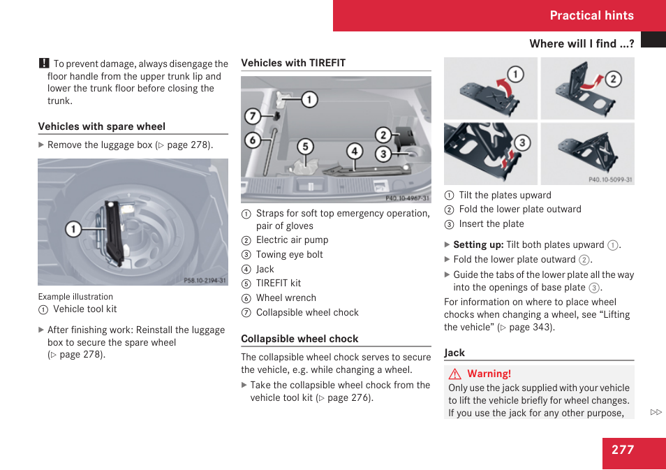 Practical hints | Mercedes-Benz CLK-Class 2009 Owners Manual User Manual | Page 279 / 384