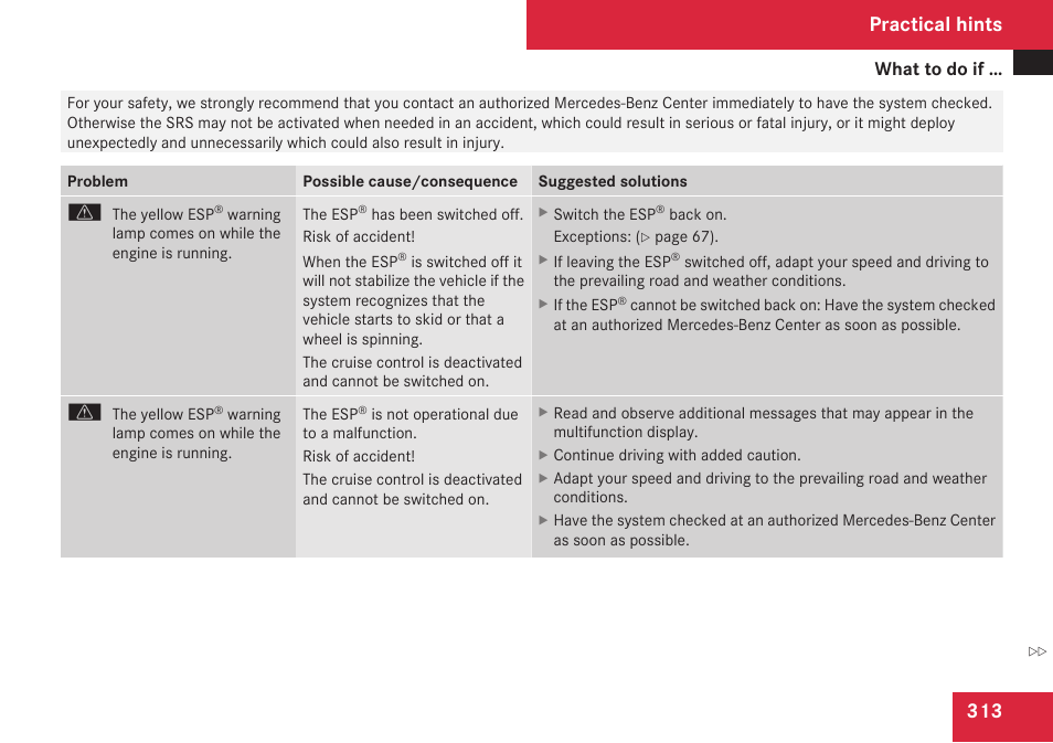 Practical hints | Mercedes-Benz CLK-Class 2009 Owners Manual User Manual | Page 315 / 384