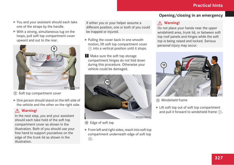 Practical hints | Mercedes-Benz CLK-Class 2009 Owners Manual User Manual | Page 329 / 384