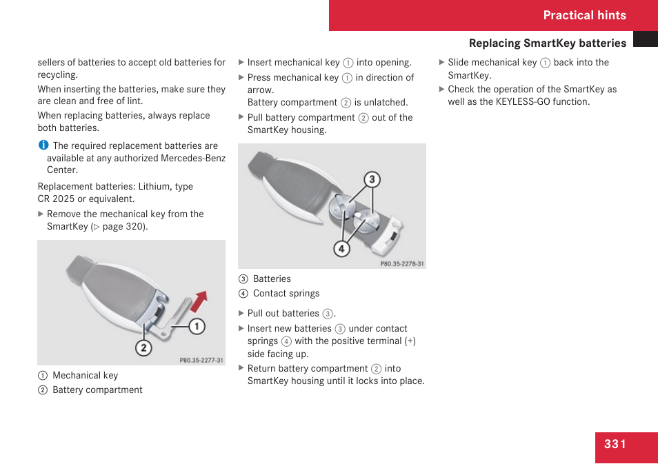 Practical hints | Mercedes-Benz CLK-Class 2009 Owners Manual User Manual | Page 333 / 384