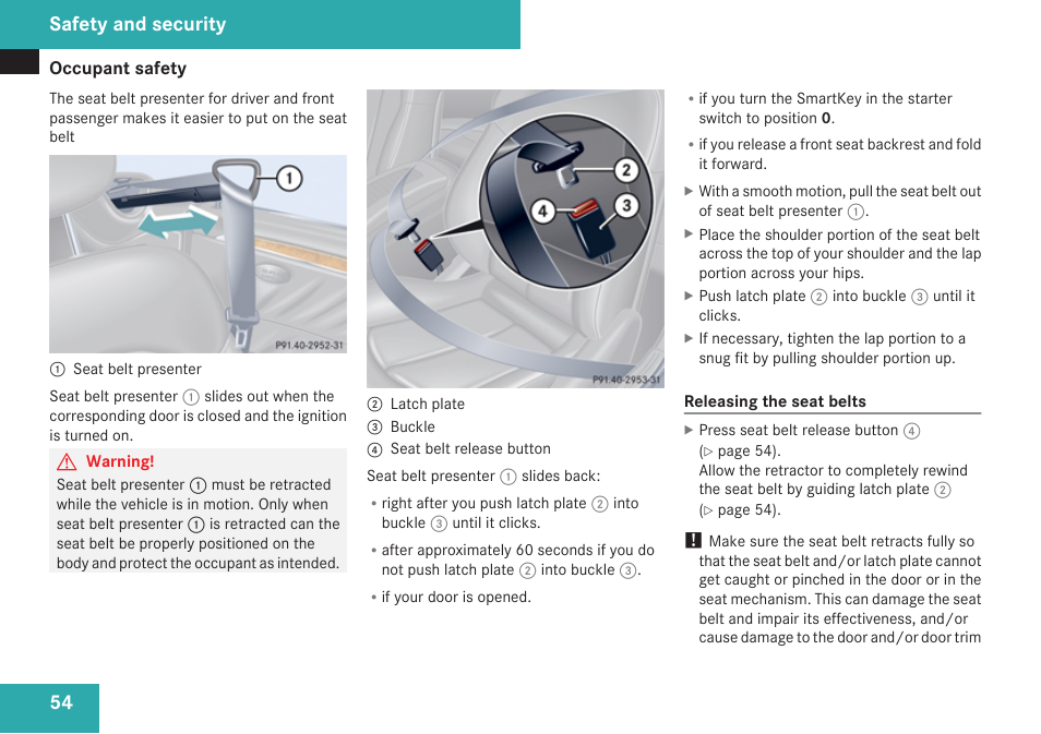 Safety and security | Mercedes-Benz CLK-Class 2009 Owners Manual User Manual | Page 56 / 384