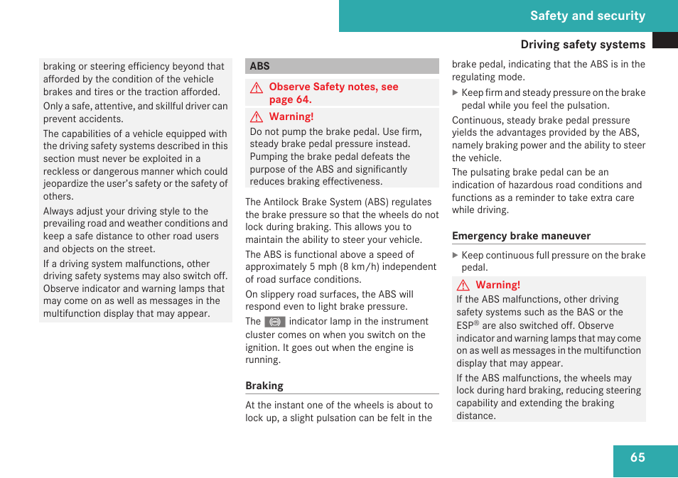 Safety and security | Mercedes-Benz CLK-Class 2009 Owners Manual User Manual | Page 67 / 384