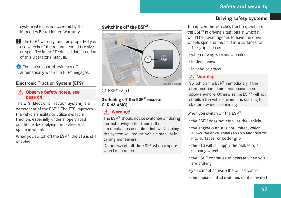 Safety and security | Mercedes-Benz CLK-Class 2009 Owners Manual User Manual | Page 69 / 384
