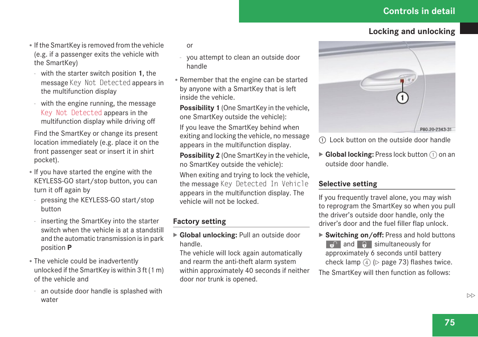 Controls in detail | Mercedes-Benz CLK-Class 2009 Owners Manual User Manual | Page 77 / 384