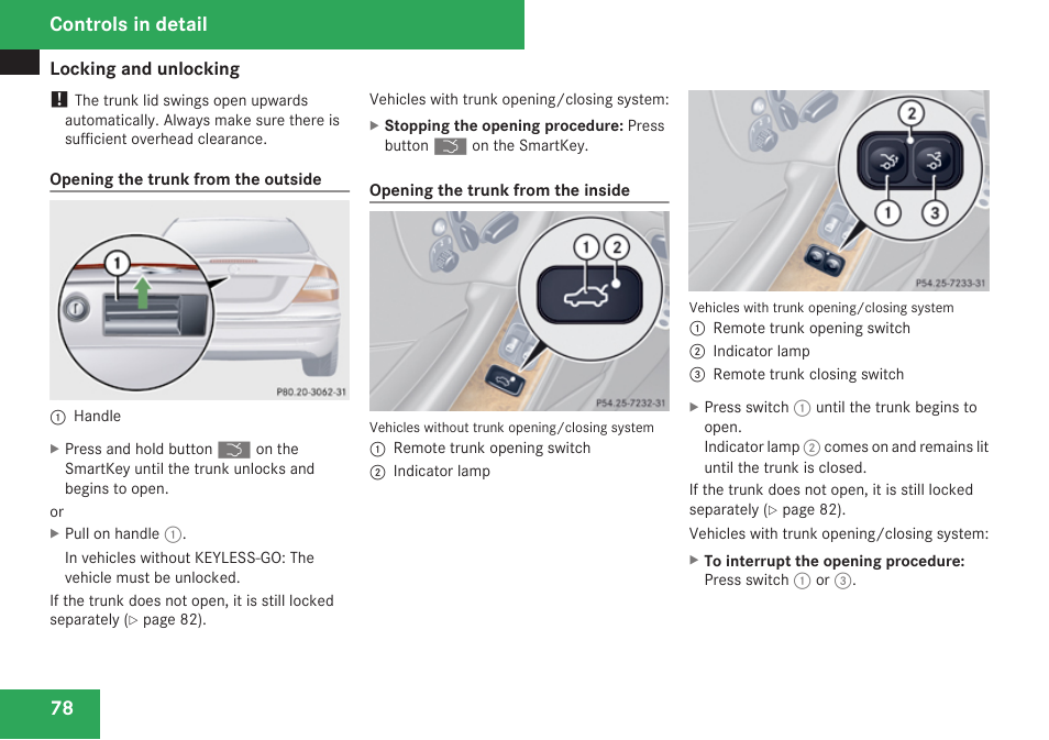 Controls in detail | Mercedes-Benz CLK-Class 2009 Owners Manual User Manual | Page 80 / 384