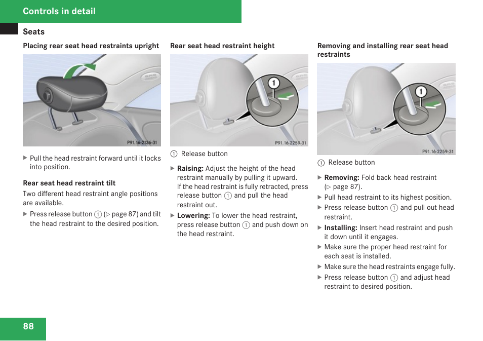 Controls in detail | Mercedes-Benz CLK-Class 2009 Owners Manual User Manual | Page 90 / 384