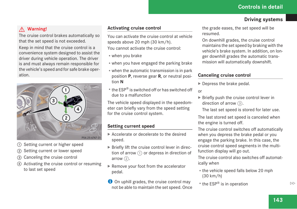Controls in detail | Mercedes-Benz CLS-Class 2009 Owners Manual User Manual | Page 145 / 356