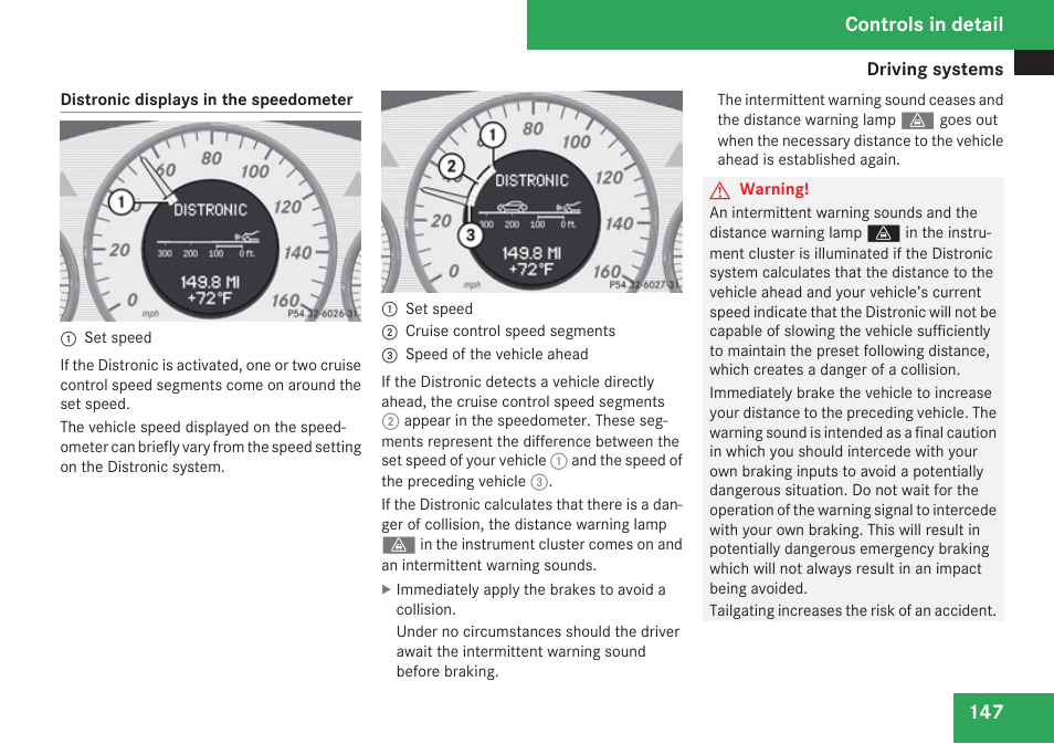Controls in detail | Mercedes-Benz CLS-Class 2009 Owners Manual User Manual | Page 149 / 356