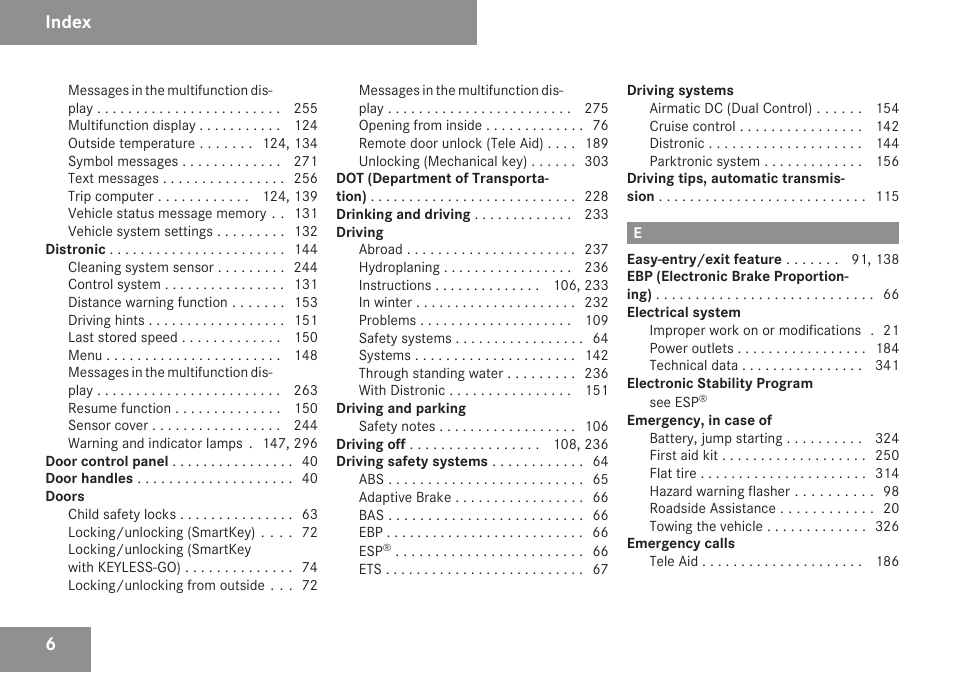 Index | Mercedes-Benz CLS-Class 2009 Owners Manual User Manual | Page 8 / 356