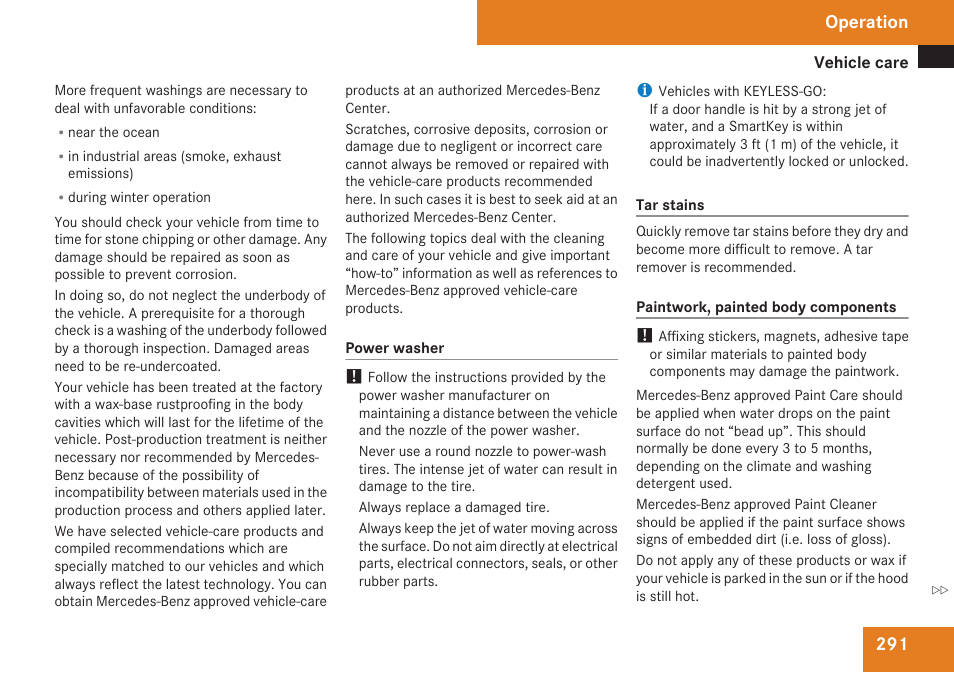 Operation | Mercedes-Benz M-Class 2009 Owners Manual User Manual | Page 293 / 424