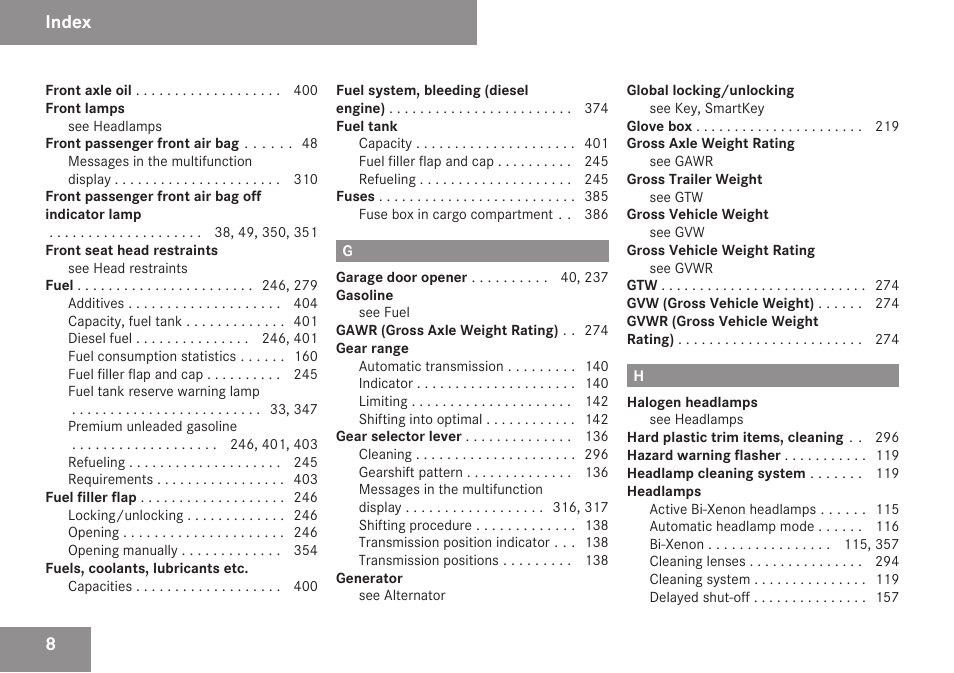 Index | Mercedes-Benz R-Class 2009 Owners Manual User Manual | Page 10 / 412