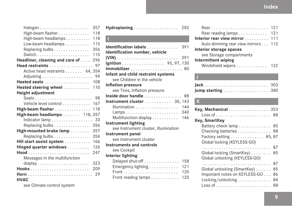 Index | Mercedes-Benz R-Class 2009 Owners Manual User Manual | Page 11 / 412