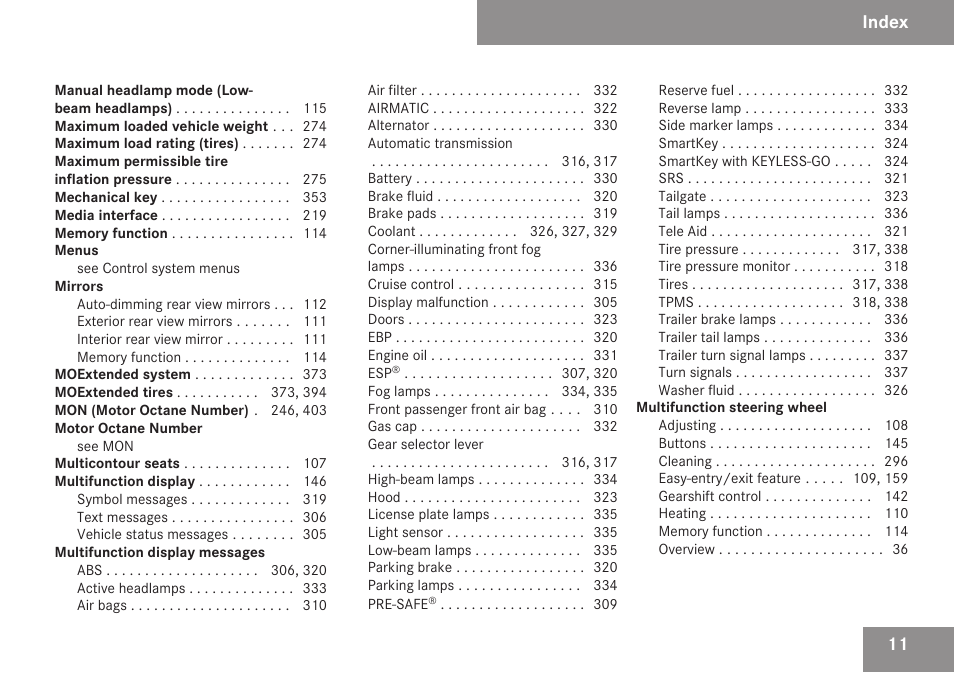 Index | Mercedes-Benz R-Class 2009 Owners Manual User Manual | Page 13 / 412