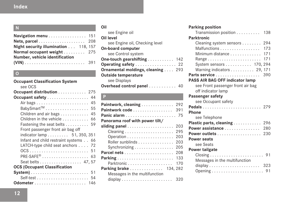 Index | Mercedes-Benz R-Class 2009 Owners Manual User Manual | Page 14 / 412