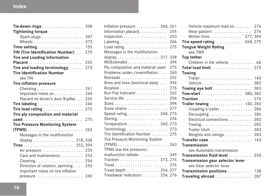 Index | Mercedes-Benz R-Class 2009 Owners Manual User Manual | Page 18 / 412