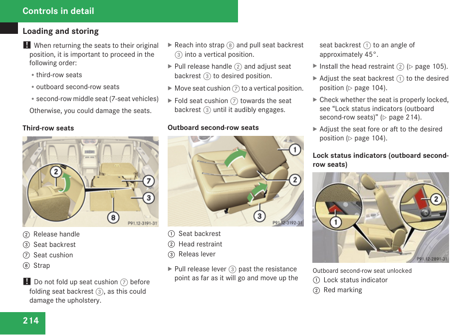 Controls in detail | Mercedes-Benz R-Class 2009 Owners Manual User Manual | Page 216 / 412