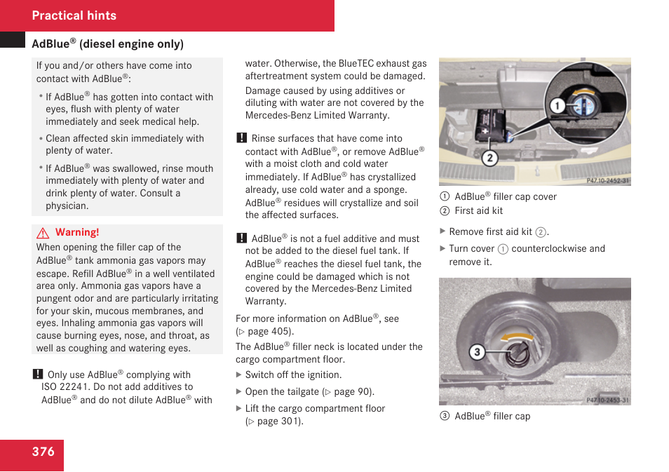 Practical hints | Mercedes-Benz R-Class 2009 Owners Manual User Manual | Page 378 / 412