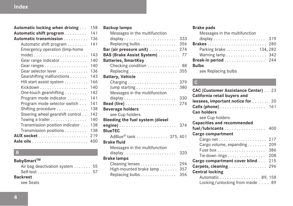 Index | Mercedes-Benz R-Class 2009 Owners Manual User Manual | Page 6 / 412