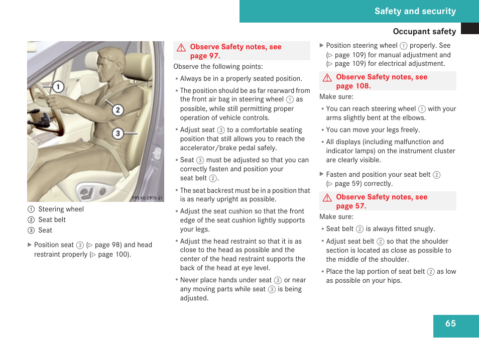 Safety and security | Mercedes-Benz R-Class 2009 Owners Manual User Manual | Page 67 / 412