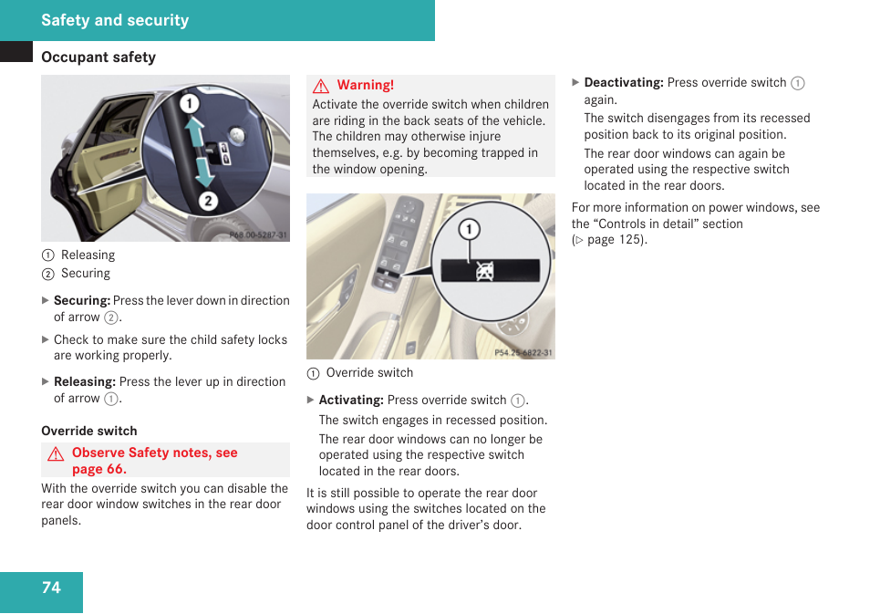 Safety and security | Mercedes-Benz R-Class 2009 Owners Manual User Manual | Page 76 / 412