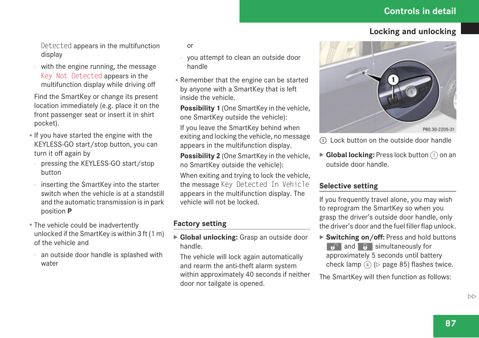 Controls in detail | Mercedes-Benz R-Class 2009 Owners Manual User Manual | Page 89 / 412
