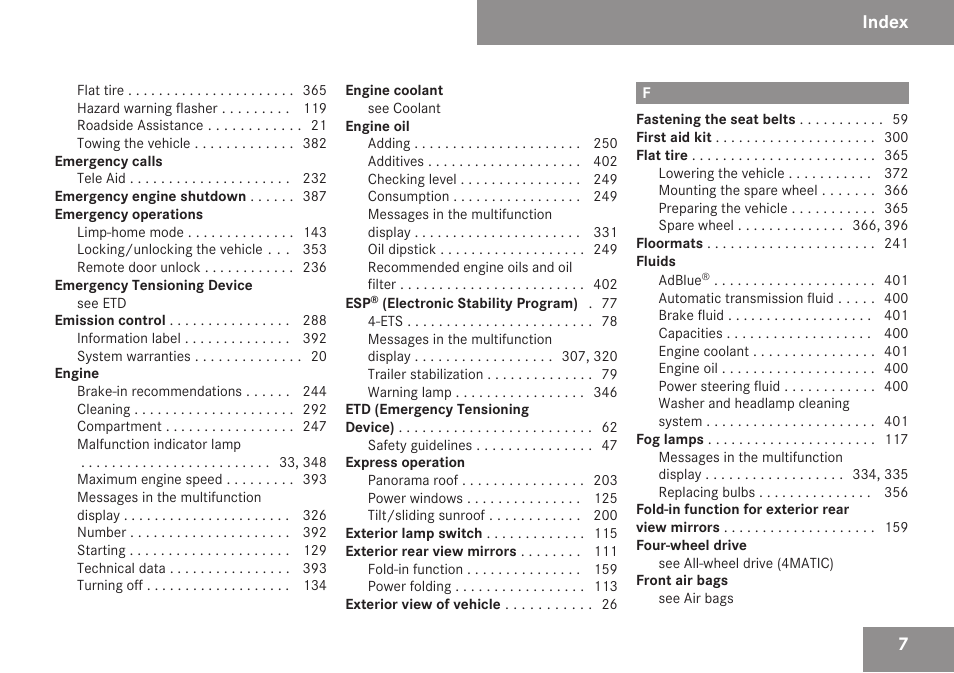 Index | Mercedes-Benz R-Class 2009 Owners Manual User Manual | Page 9 / 412