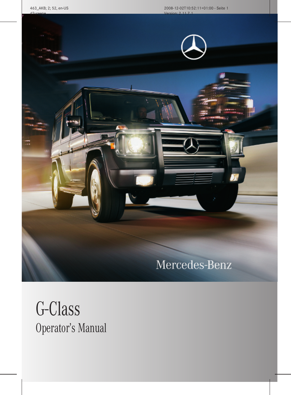 Mercedes-Benz G-Class 2009 Owners Manual User Manual | 264 pages