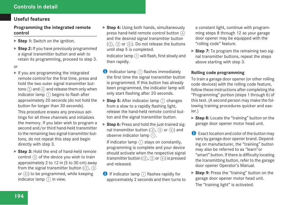 Controls in detail | Mercedes-Benz SL-Class 2009 Owners Manual User Manual | Page 196 / 364