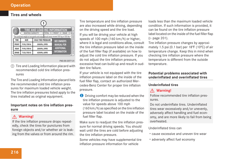Sure, Operation | Mercedes-Benz SL-Class 2009 Owners Manual User Manual | Page 218 / 364
