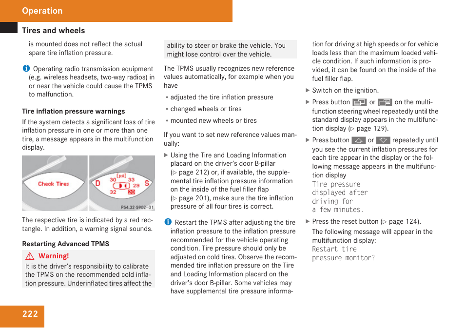 Operation | Mercedes-Benz SL-Class 2009 Owners Manual User Manual | Page 224 / 364
