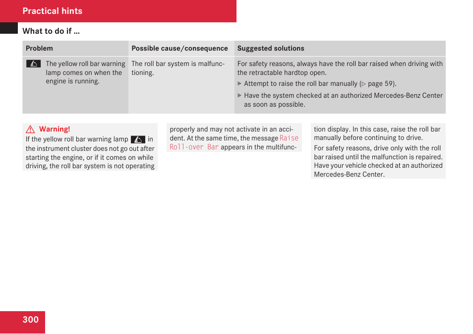 Practical hints | Mercedes-Benz SL-Class 2009 Owners Manual User Manual | Page 302 / 364