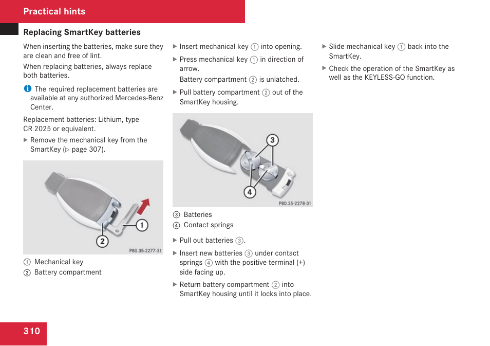 Practical hints | Mercedes-Benz SL-Class 2009 Owners Manual User Manual | Page 312 / 364