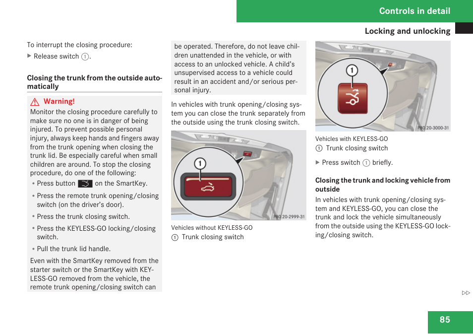 Controls in detail | Mercedes-Benz SL-Class 2009 Owners Manual User Manual | Page 87 / 364