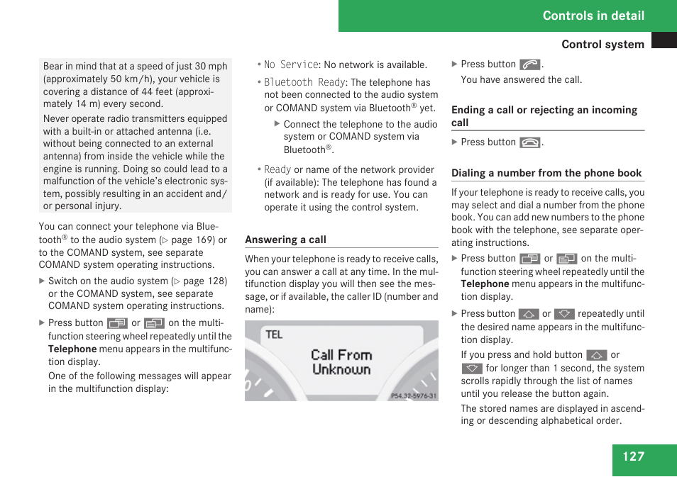 Controls in detail | Mercedes-Benz SLK-Class 2009 Owners Manual User Manual | Page 129 / 364