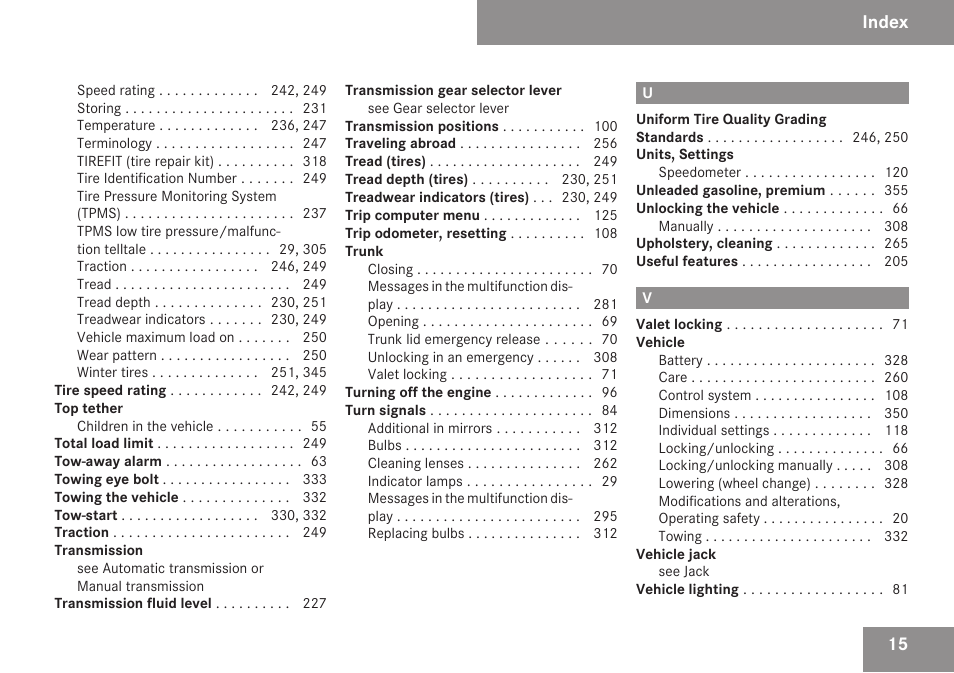 Index | Mercedes-Benz SLK-Class 2009 Owners Manual User Manual | Page 17 / 364