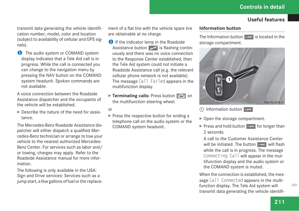 Controls in detail | Mercedes-Benz SLK-Class 2009 Owners Manual User Manual | Page 213 / 364