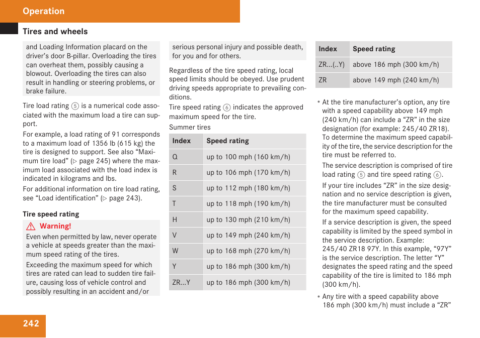 Operation | Mercedes-Benz SLK-Class 2009 Owners Manual User Manual | Page 244 / 364