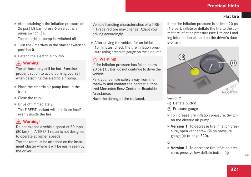 Practical hints | Mercedes-Benz SLK-Class 2009 Owners Manual User Manual | Page 323 / 364